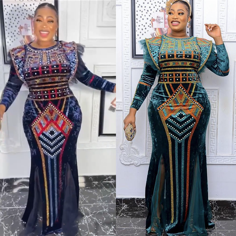 Ethnic Fashion House - Gaun Berlian Imitasi Cetak Etnis Afrika