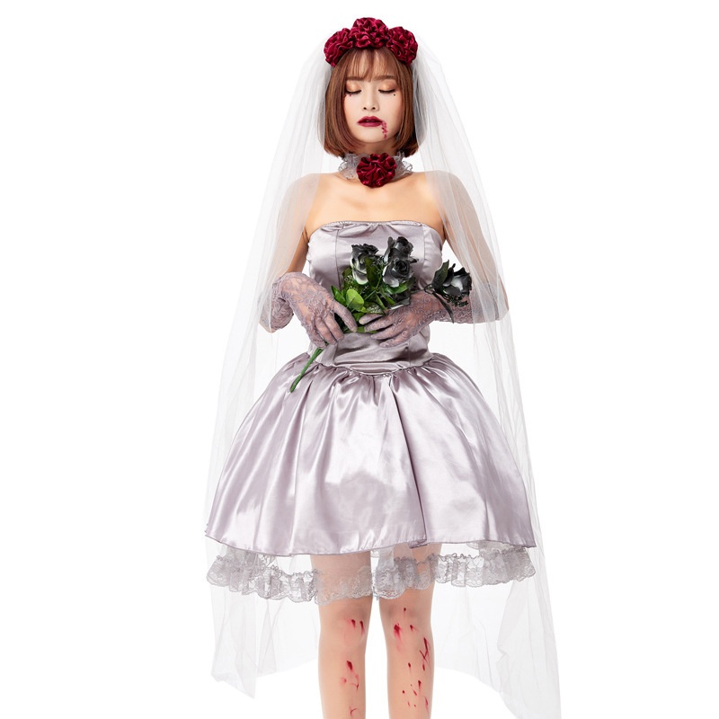 Ethnic Wear - Kostum Pengantin Hantu Cosplay Dewasa Halloween