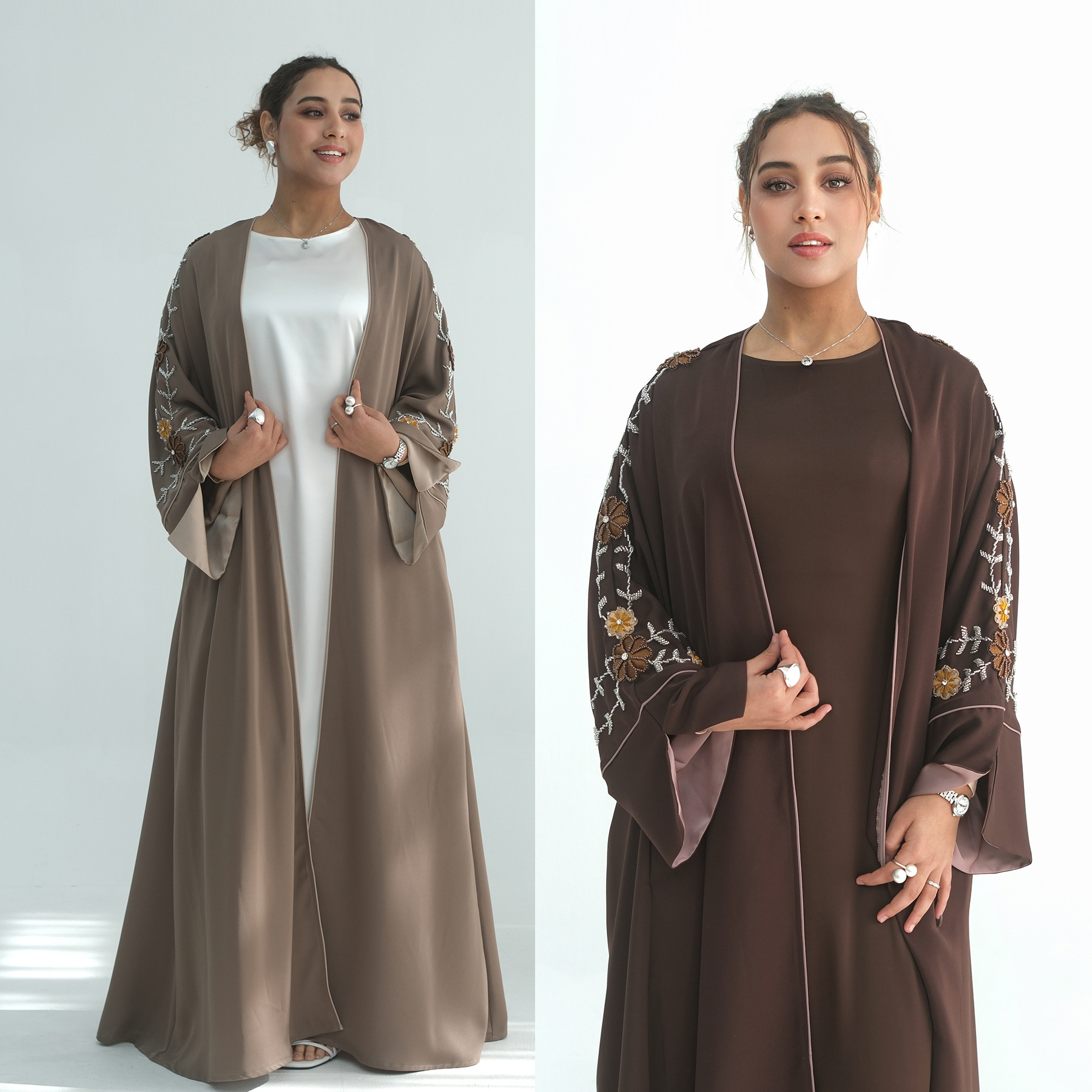 Jalabiya Women Arabic - Abaya Wanita Bordir Manik-Manik Dubai Cardigan