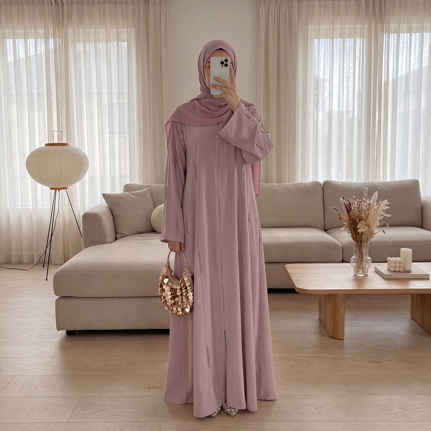 Jalabiya Women Arabic - Gaun Abaya Wanita untuk Lebaran, Berhias