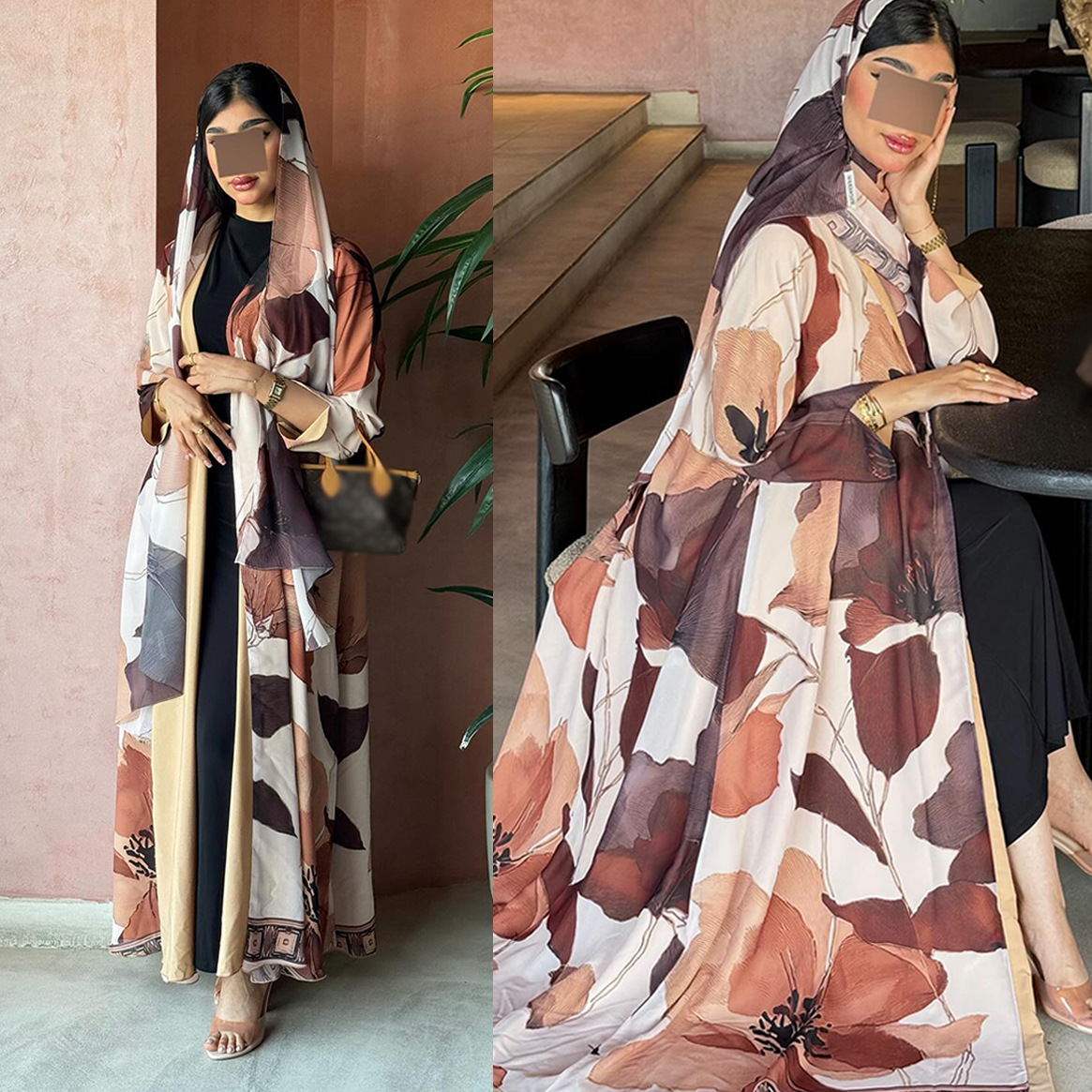 Jalabiya Women Arabic - Gamis Abaya Wanita Motif Cetak untuk