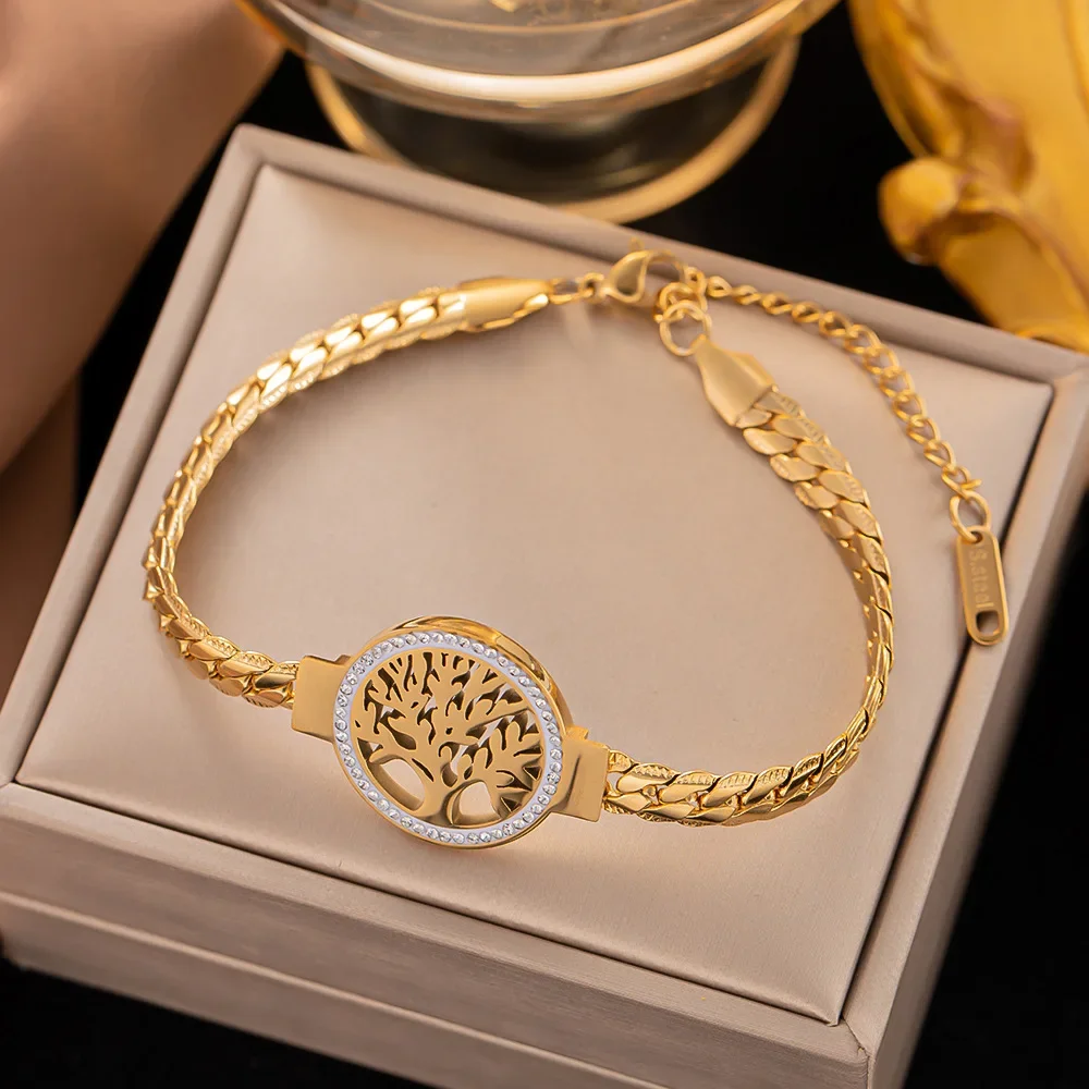 Ethnic Fashion World - Gelang pohon dunia baja tahan karat