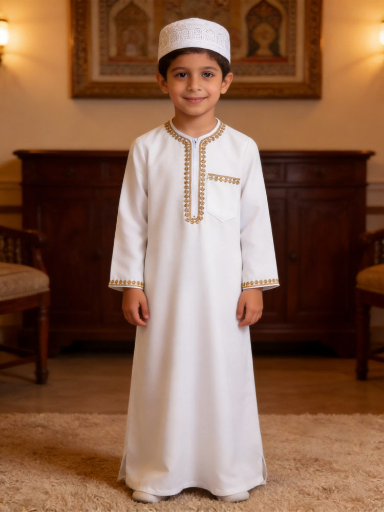 Ethnic Gown - Jubah Anak Laki-laki Arab Thobe Putih