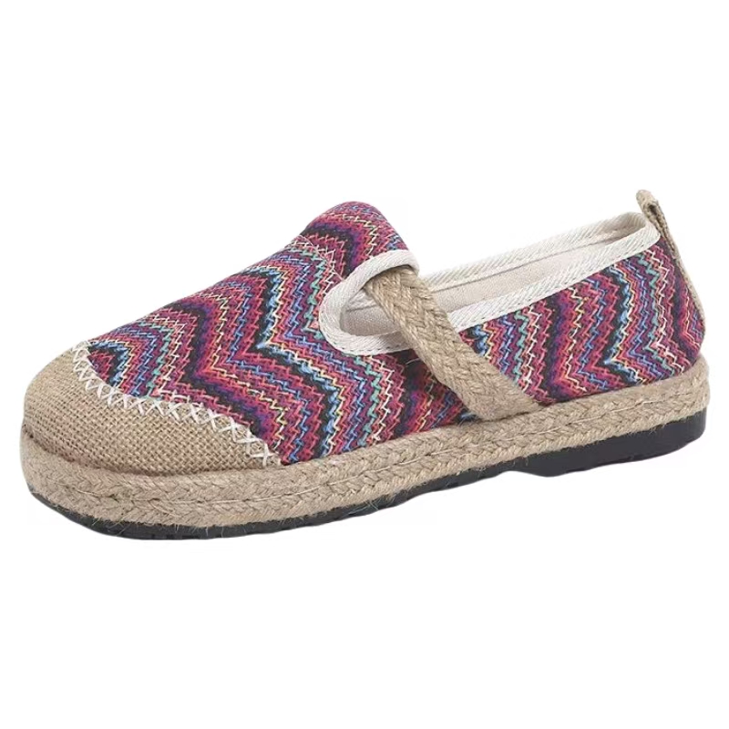 Ethnic Style - Sepatu Wanita Berwarna Bergaris Ukuran Besar,