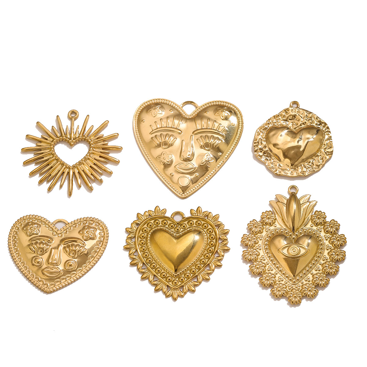Ethnic Fashion Collection - 5Pcs Liontin Hati Baja Anti Karat
