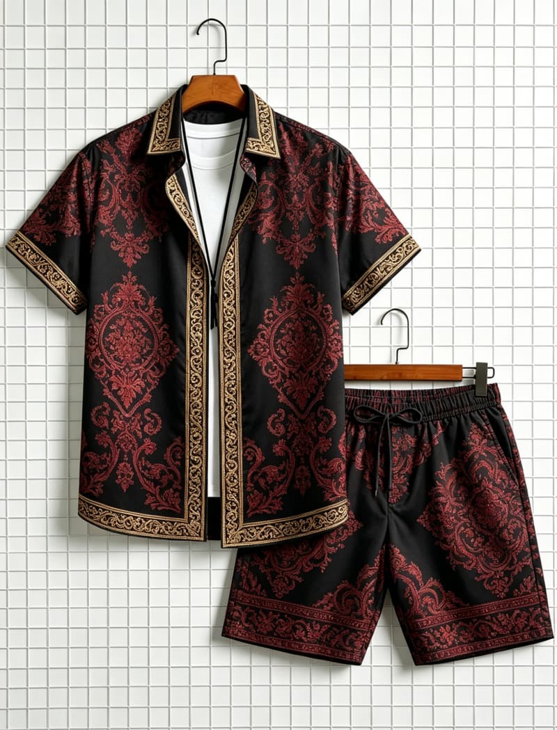 Ethnic Style - Setelan kemeja lengan pendek dan celana