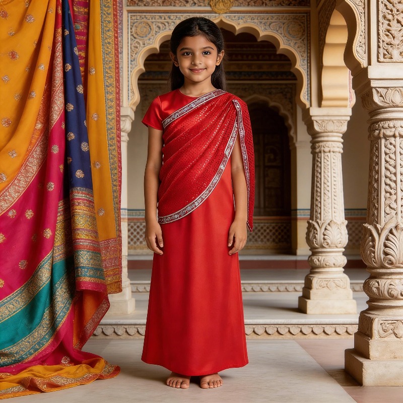 Ethnic Wear - Gaun Tradisional India untuk Anak Perempuan,