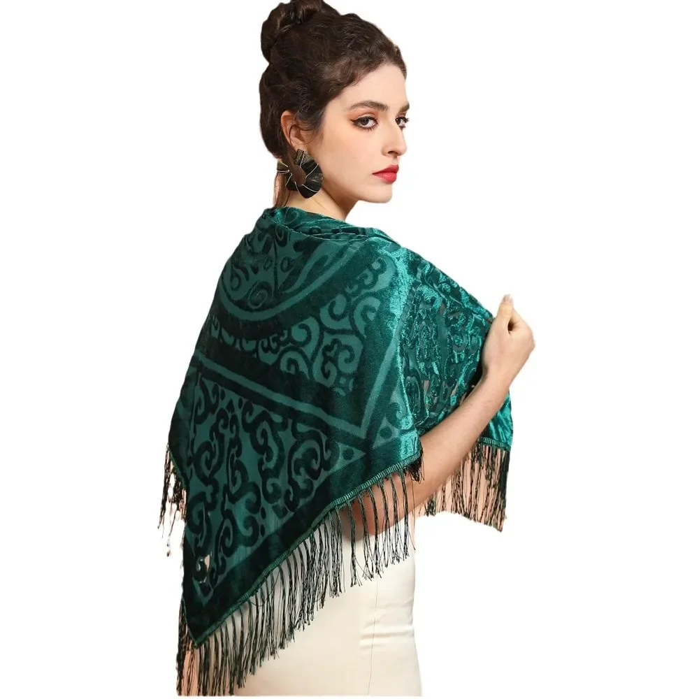 Ethnic Fashion Collection - Selendang Jacquard Beludru AW25 dengan Trim