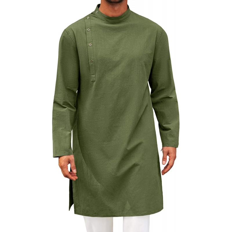 Kurta Men Cotton - Baju Kaftan Thobe Pria Lengan Panjang