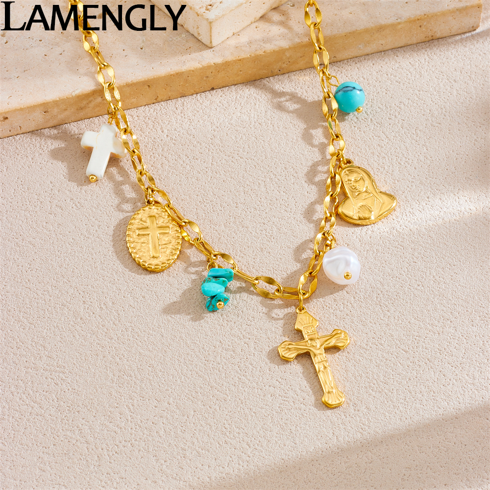 Ethnic Chic Fashion - LAMENGLY 316L Kalung Liontin Pirus Silang