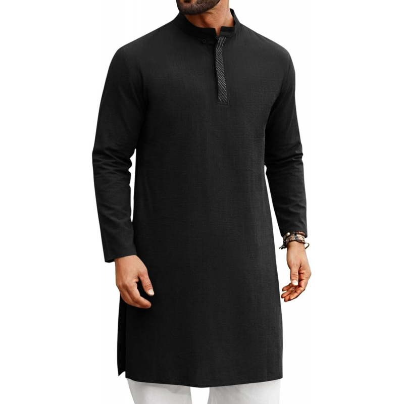 Kurta Men Cotton - Baju Kaftan Thobe Pria Lengan Panjang