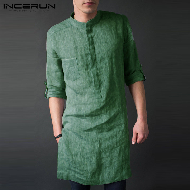 INCERUN kaus Midi lengan panja - Kurta Men Cotton ulasan dan harga