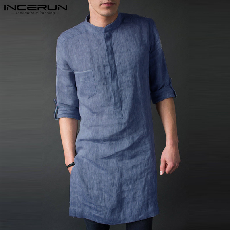 INCERUN kaus Midi lengan panja - Kurta Men Cotton ulasan dan harga