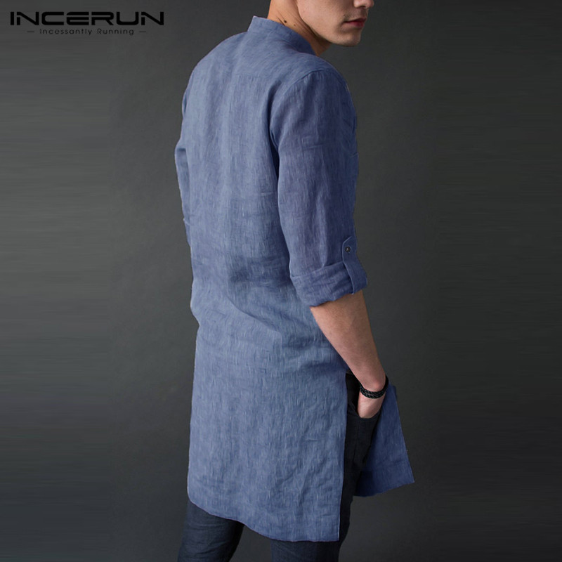 INCERUN kaus Midi lengan panja - Kurta Men Cotton ulasan dan harga