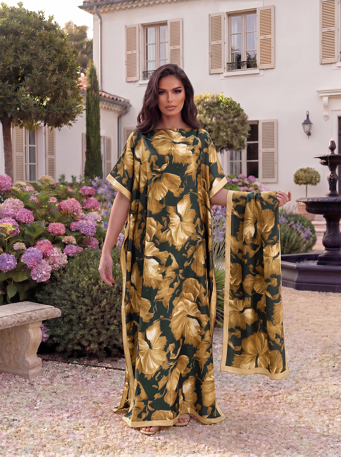 Set Kerudung Abaya Satin Motif - Ethnic Fashion Collection ulasan dan harga