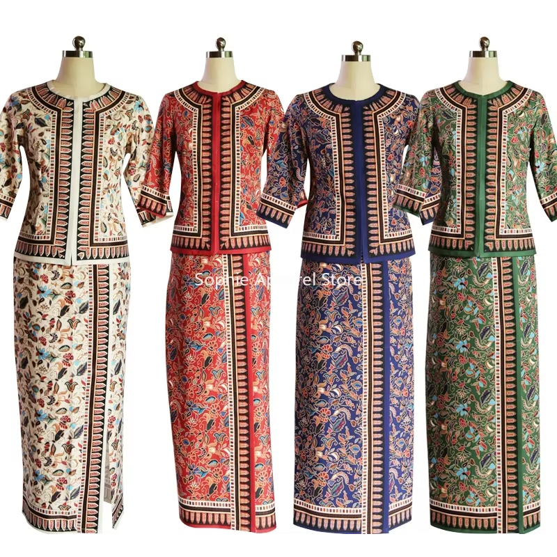 Seragam pramugari Asia Tenggar - Batik Sarong Wrap ulasan dan harga