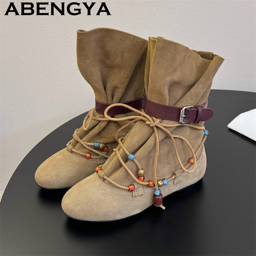 Sepatu Bot Kulit Suede Desain  - Ethnic Fashion Week ulasan dan harga