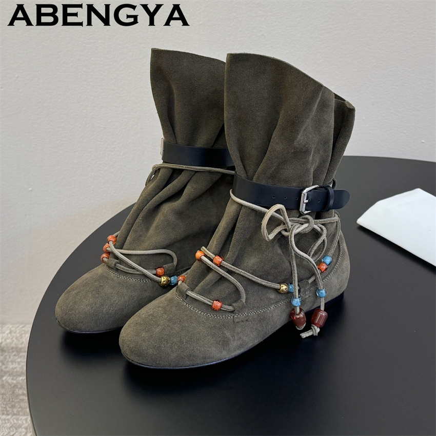 Sepatu Bot Kulit Suede Desain  - Ethnic Fashion Week ulasan dan harga
