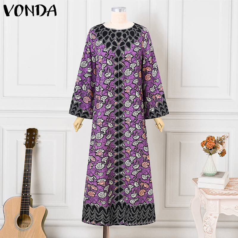 Gaun Bohemian VONDA Ukuran Plu - Ethnic Gown ulasan dan harga