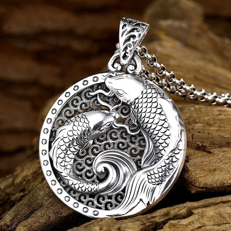 Liontin Perak Murni Retro Doub - Ethnic Fashion World ulasan dan harga
