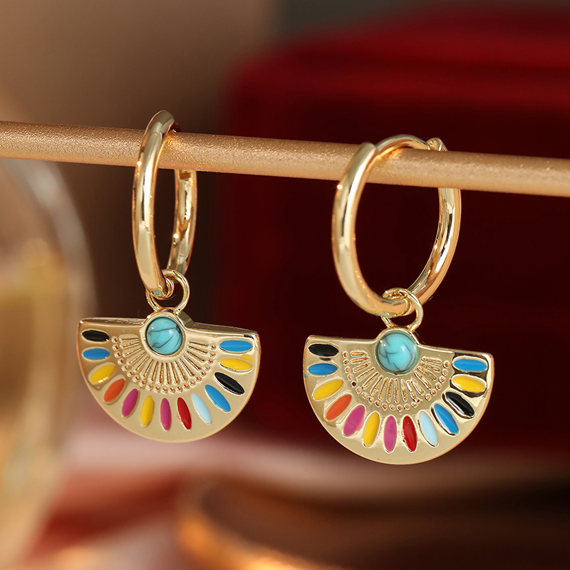 Anting Liontin Kipas Enamel Im - Ethnic Chic Fashion ulasan dan harga