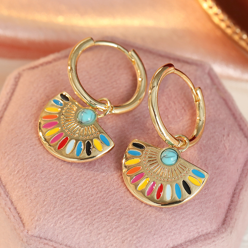 Anting Liontin Kipas Enamel Im - Ethnic Chic Fashion ulasan dan harga