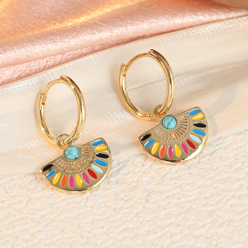 Anting Liontin Kipas Enamel Im - Ethnic Chic Fashion ulasan dan harga