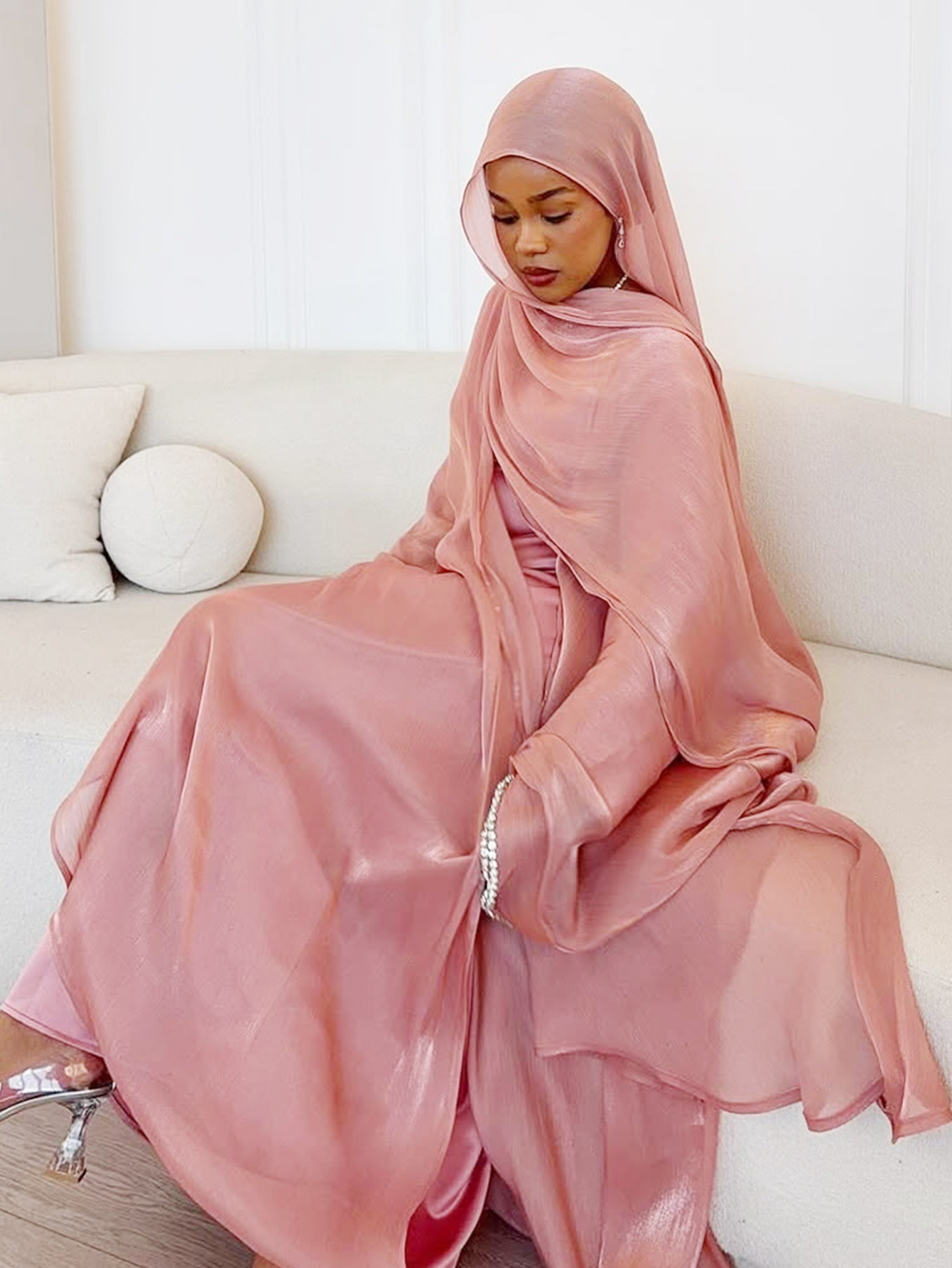 Setelan 3 Potong Gaun Syal Aba - Jalabiya Women Arabic ulasan dan harga
