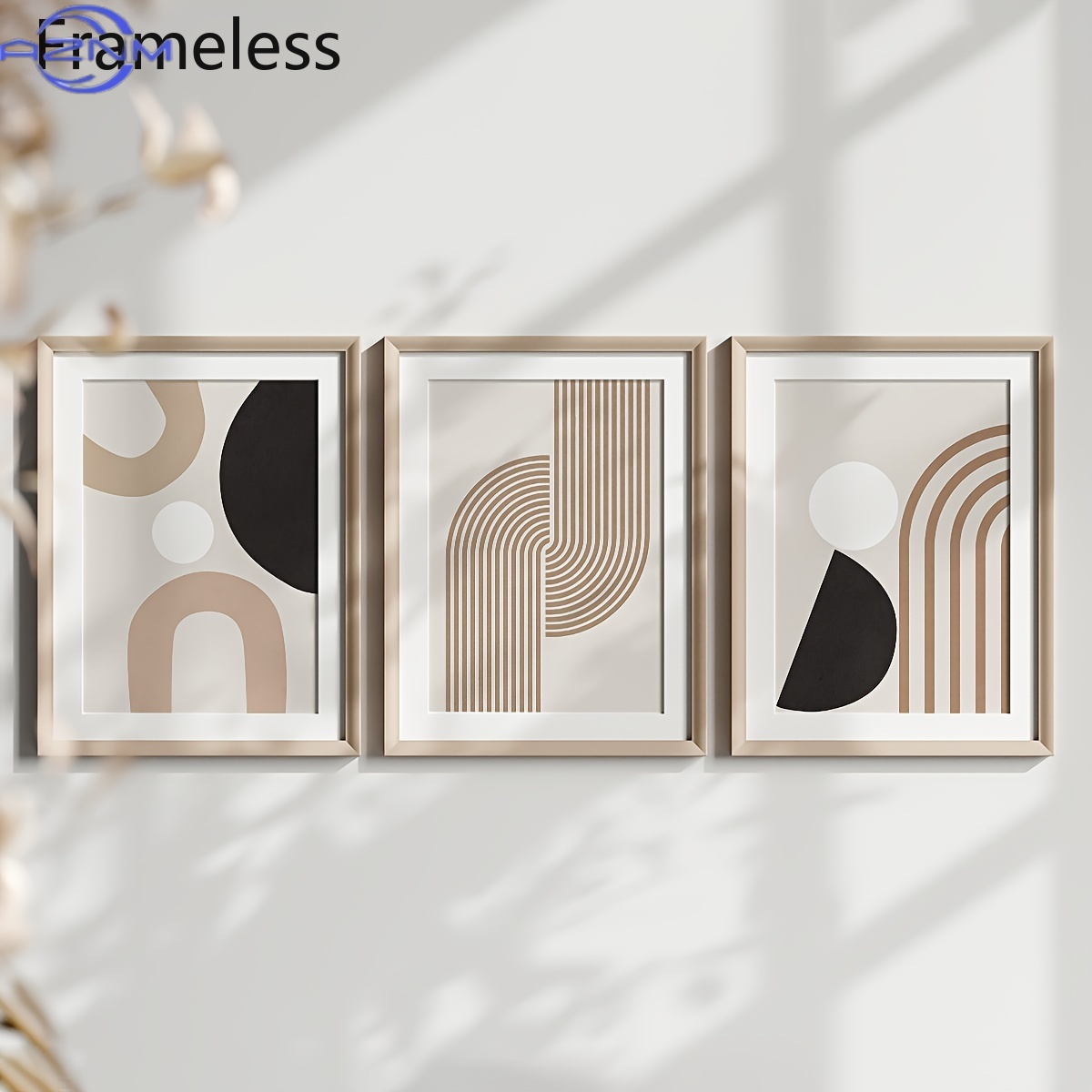 3 Buah Seni Kanvas Garis Abstr - Ethnic Fashion Collection ulasan dan harga